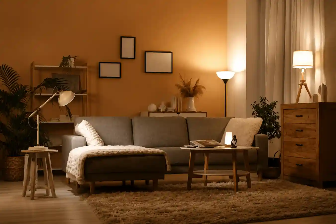 Design a modern and safe living room interior for children